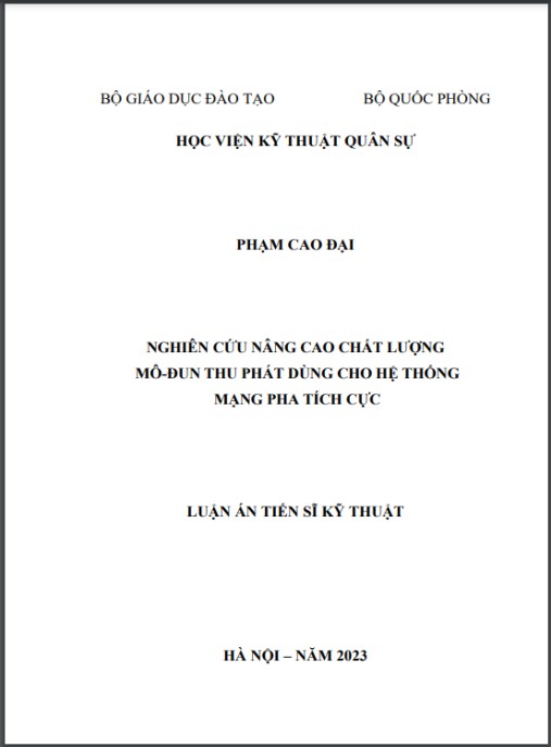 Luận án Nghiên cứu nâng cao chất lượng mô-đun thu phát dùng cho hệ thống mạng pha tích cực