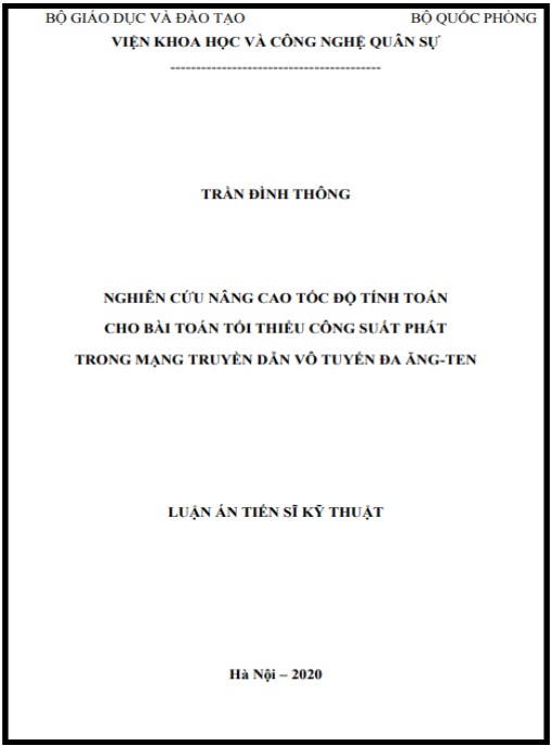 Luận án Nghiên cứu nâng cao tốc độ tính toán cho bài toán tối thiểu công suất phát trong mạng truyền dẫn vô tuyến đa ăng-ten
