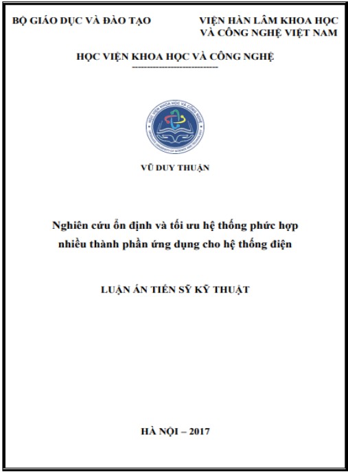 Luận án Nghiên cứu ổn định và tối ưu hệ thống phức hợp nhiều thành phần ứng dụng cho hệ thống điện
