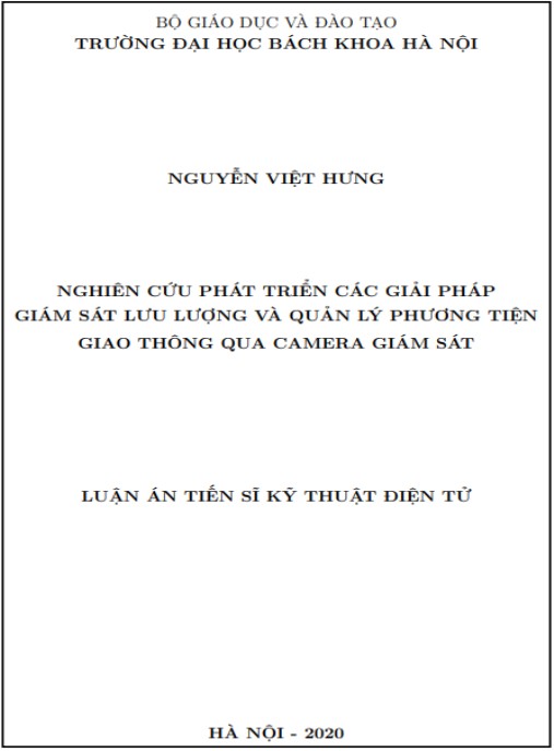 Luận án Nghiên cứu phát triển các giải pháp giám sát lưu lượng và quản lý phương tiện giao thông qua camera giám sát