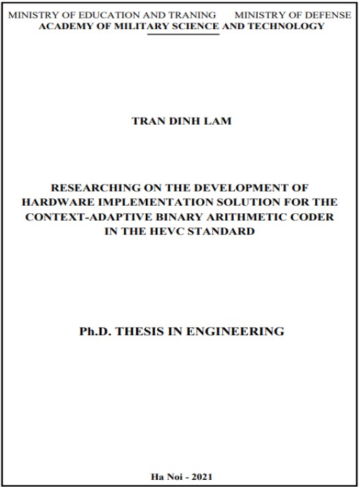 Luận án Nghiên cứu phát triển giải pháp thực thi phần cứng cho bộ mã hóa số học nhị phân thích nghi theo ngữ cảnh ứng dụng trong chuẩn HEVC