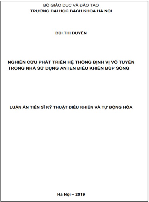 Luận án Nghiên cứu phát triển hệ thống định vị vô tuyến trong nhà sử dụng anten điều khiển búp sóng