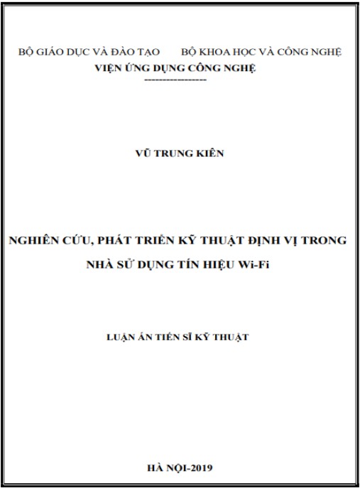 Luận án Nghiên cứu, phát triển kỹ thuật định vị trong nhà sử dụng tín hiệu Wi-Fi