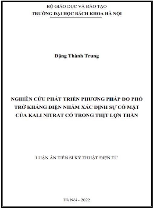 Luận án Nghiên cứu phát triển phương pháp đo phổ trở kháng điện nhằm xác định sự có mặt của Kali nitrat có trong thịt lợn thăn