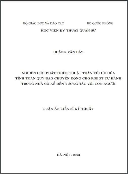 Luận án Nghiên cứu phát triển thuật toán tối ưu hóa tính toán quỹ đạo chuyển động cho robot tự hành trong nhà có kể đến tương tác với con người