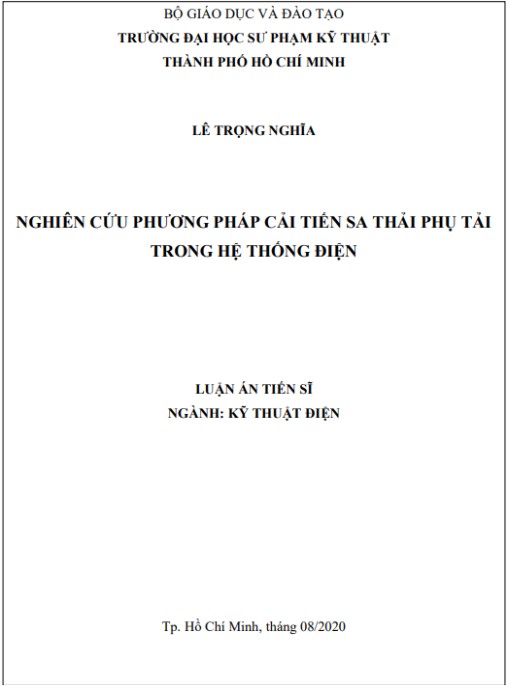 Luận án Nghiên cứu phương pháp cải tiến sa thải phụ tải trong hệ thống điện