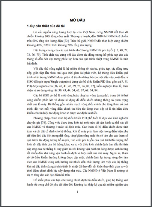 Luận án Nghiên cứu phương pháp chỉnh định hệ thống điều khiển quá trình nhiệt điện trong điều kiện phụ tải biến đổi
