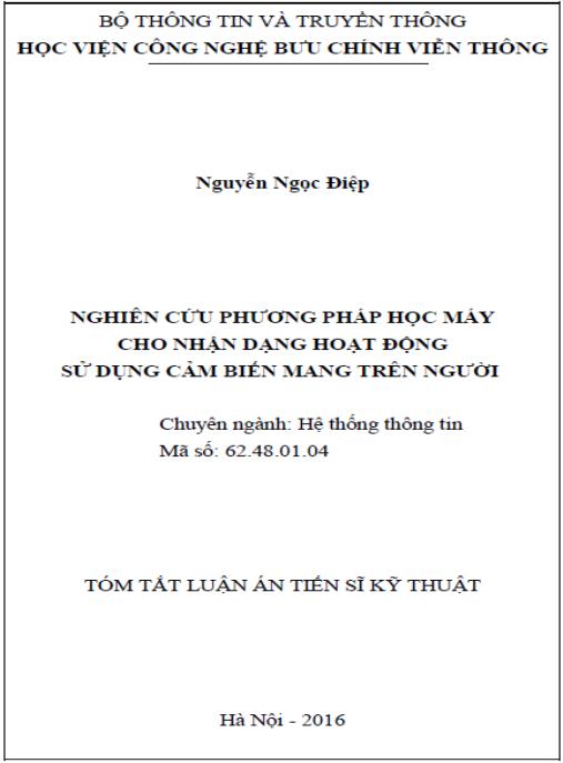 Luận án Nghiên cứu phương pháp học máy cho nhận dạng hoạt động sử dụng cảm biến mang trên người