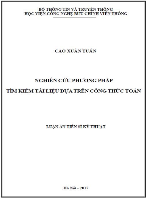 Luận án Nghiên cứu phương pháp tìm kiếm tài liệu dựa trên công thức toán