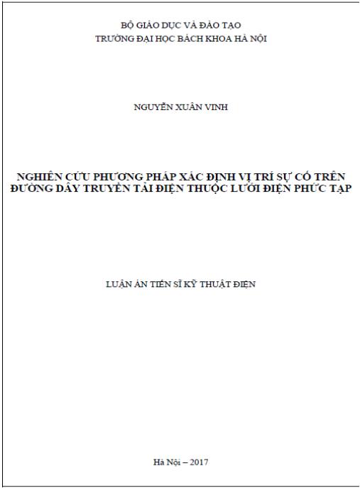 Luận án Nghiên cứu phương pháp xác định vị trí sự cố trên đường dây truyền tải điện thuộc lưới điện phức tạp