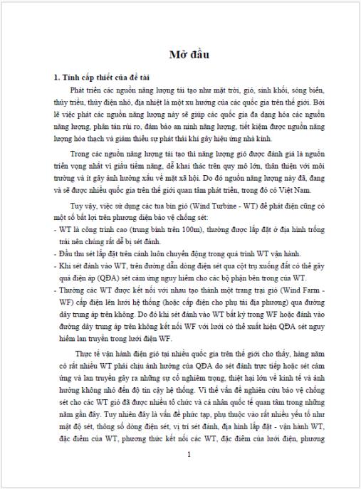 Luận án Nghiên cứu quá điện áp sét và bảo vệ chống sét cho tua bin gió có kết nối lưới điện