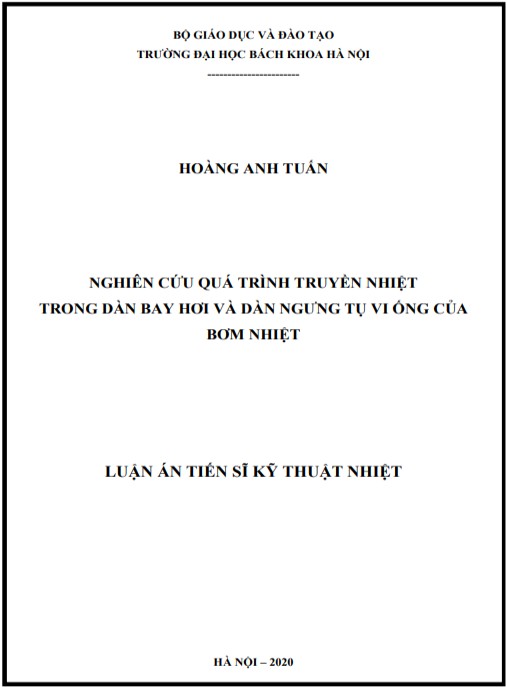 Luận án Nghiên cứu quá trình truyền nhiệt trong dàn bay hơi và dàn ngưng tụ vi ống của bơm nhiệt.