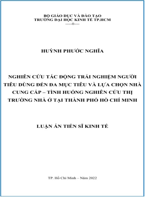 Luận án Nghiên cứu tác động trải nghiệm người tiêu dùng đến đa mục tiêu và lựa chọn nhà cung cấp – tình huống nghiên cứu thị trường nhà ở TP. HCM