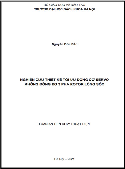 Luận án Nghiên cứu thiết kế tối ưu động cơ servo không đồng bộ 3 pha rotor lồng sóc