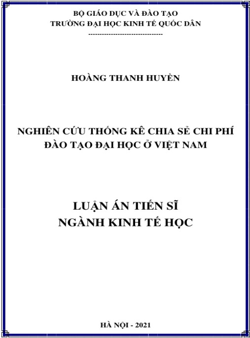 Luận án Nghiên cứu thống kê chia sẻ chi phí đào tạo đại học ở Việt Nam