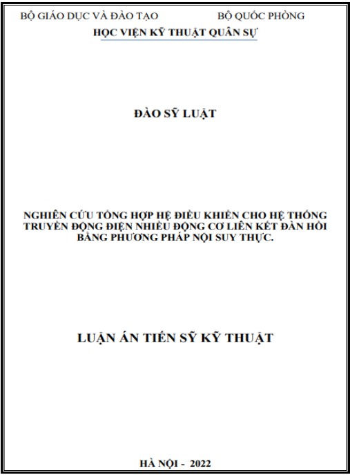 Luận án Nghiên cứu tổng hợp hệ điều khiển cho hệ thống truyền động điện nhiều động cơ liên kết đàn hồi bằng phương pháp nội suy thực