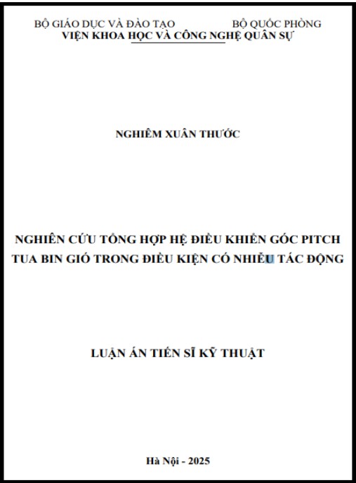 Luận án Nghiên cứu tổng hợp hệ điều khiển góc Pitch tua bin gió trong điều kiện có nhiễu tác động
