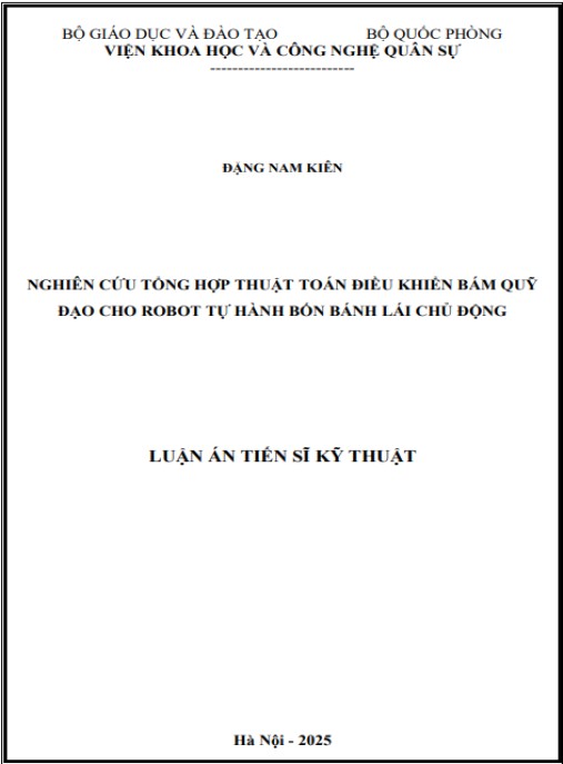 Luận án Nghiên cứu tổng hợp thuật toán điều khiển bám quỹ đạo cho robot tự hành bốn bánh lái chủ động