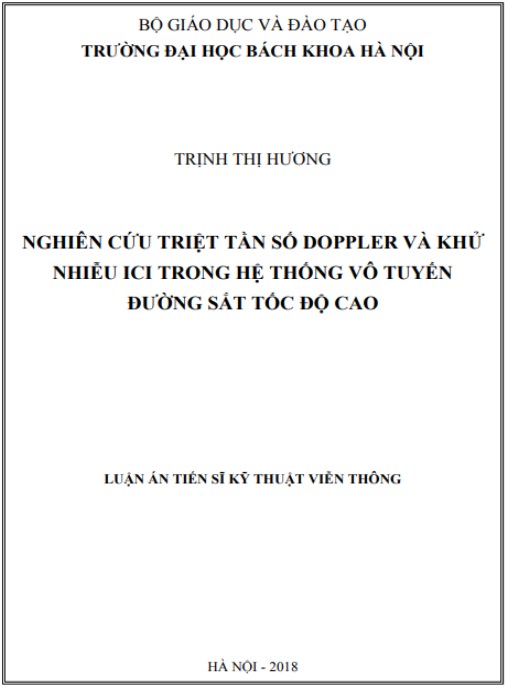 Luận án Nghiên cứu triệt tần số Doppler và khử nhiễu ICI trong hệ thống vô tuyến đường sắt tốc độ cao