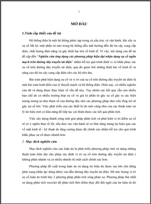Luận án Nghiên cứu ứng dụng các phương pháp hiện đại nhận dạng sự cố ngắn mạch trên đường dây truyền tải điện.