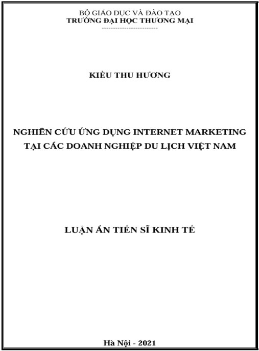 Luận án Nghiên cứu ứng dụng internet marketing tại các doanh nghiệp du lịch Việt Nam
