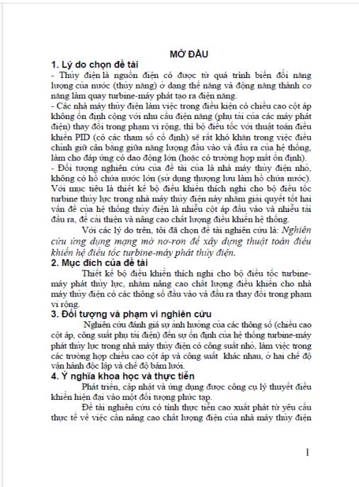 Luận án Nghiên cứu ứng dụng mạng mờ nơ-ron để xây dựng thuật toán điều khiển hệ điều tốc turbine-máy phát thủy điện