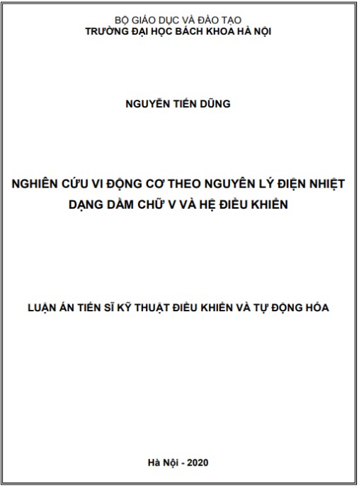 Luận án Nghiên cứu vi động cơ theo nguyên lý điện nhiệt dạng dầm chữ V và hệ điều khiển.