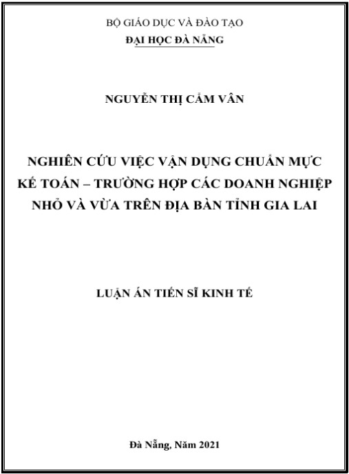 Luận án Nghiên cứu việc vận dụng chuẩn mực kế toán – Trường hợp các doanh nghiệp nhỏ và vừa trên địa bàn tỉnh Gia Lai