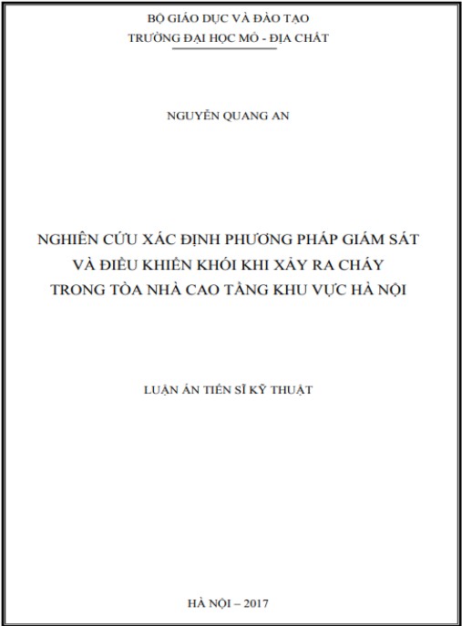 Luận án Nghiên cứu xác định phương pháp giám sát và điều khiển khói khi xảy ra cháy trong tòa nhà cao tầng khu vực Hà Nội