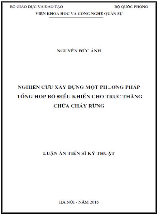 Luận án Nghiên cứu xây dựng một phương pháp tổng hợp bộ điều khiển cho trực thăng chữa cháy rừng