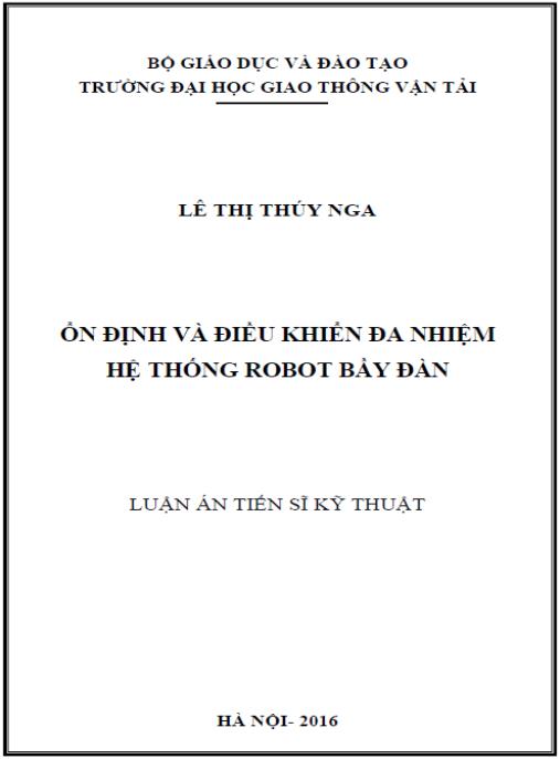 Luận án Ổn định và điều khiển đa nhiệm hệ thống robot bầy đàn