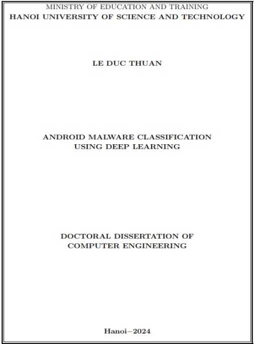 Luận án Phân loại mã độc Android sử dụng học sâu