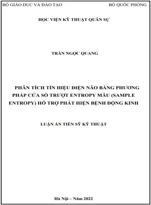 Luận án Phân tích tín hiệu điện não bằng phương pháp cửa sổ trượt Entropy mẫu (Sample Entropy) hỗ trợ phát hiện bệnh động kinh