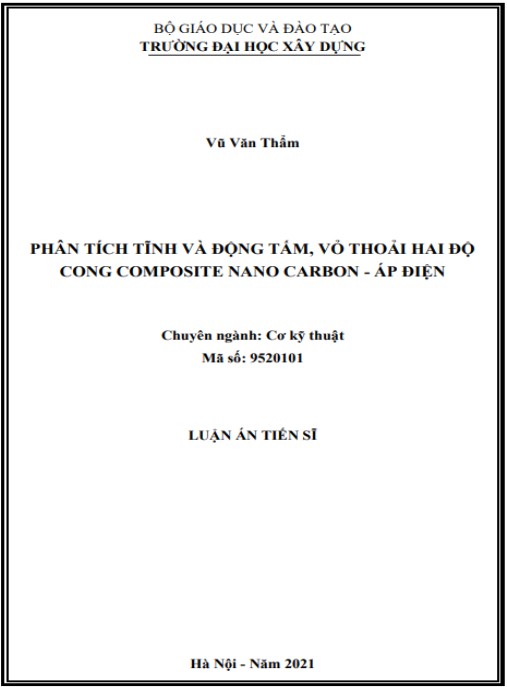 Luận án Phân tích tĩnh và động tấm, vỏ thoải hai độ cong composite nano carbon – áp điện