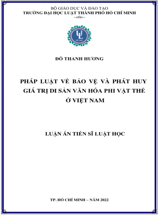 Luận án Pháp luật về bảo vệ và phát huy giá trị di sản văn hóa phi vật thể ở Việt Nam