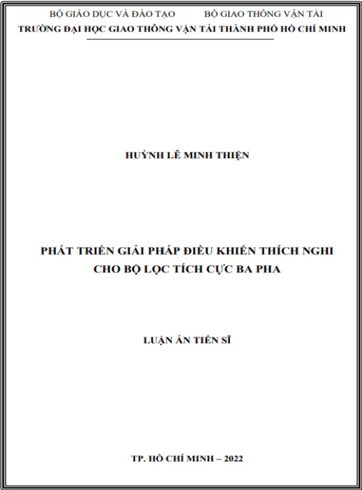 Luận án Phát triển giải pháp điều khiển thích nghi cho bộ lọc tích cực ba pha