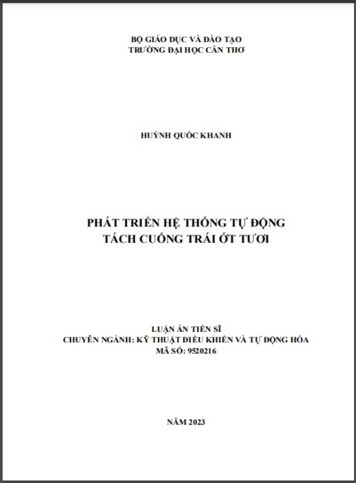 Luận án Phát triển hệ thống tự động tách cuống trái ớt tươi