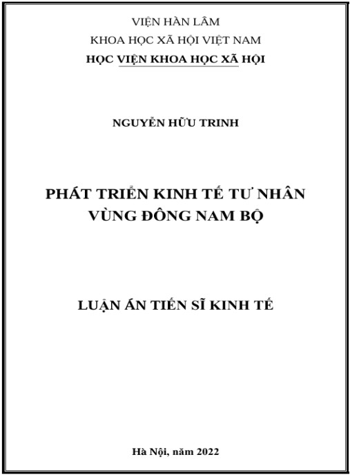 Luận án Phát triển kinh tế tư nhân vùng Đông Nam Bộ