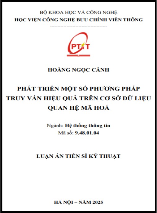 Luận án Phát triển một số phương pháp truy vấn hiệu quả trên cơ sở dữ liệu quan hệ mã hoá