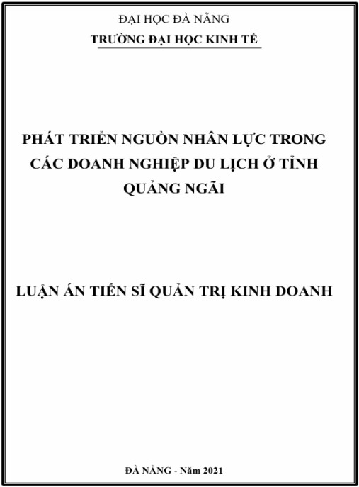 Luận án Phát triển nguồn nhân lực trong các doanh nghiệp du lịch ở tỉnh Quảng Ngãi