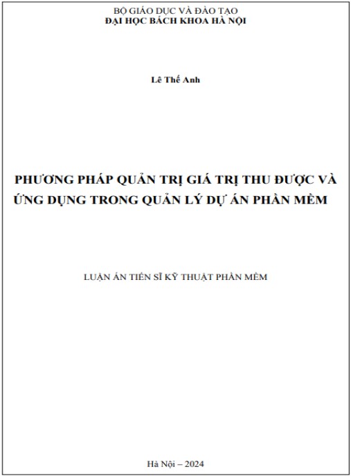 Luận án Phương pháp quản trị giá trị thu được và ứng dụng trong quản lý dự án phần mềm