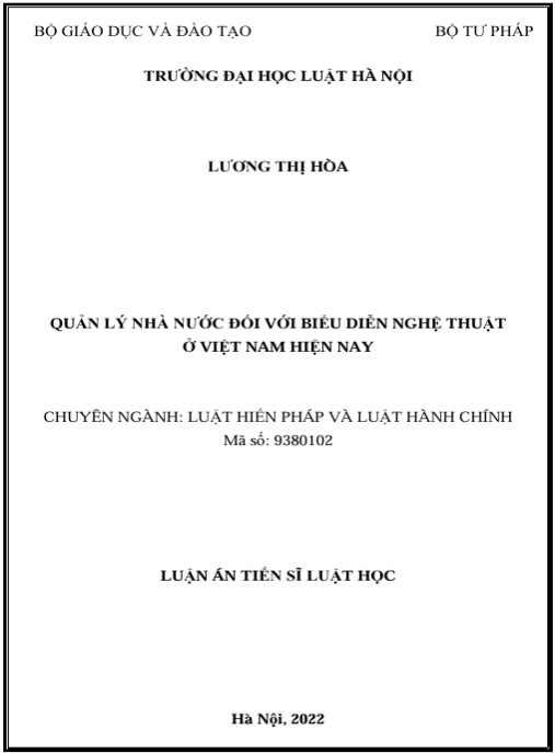 Luận án Quản lý Nhà nước đối với biểu diễn nghệ thuật ở Việt Nam hiện nay