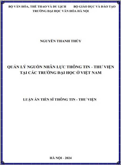 Luận án Quản lý nguồn nhân lực thông tin – thư viện tại các trường đại học ở Việt Nam