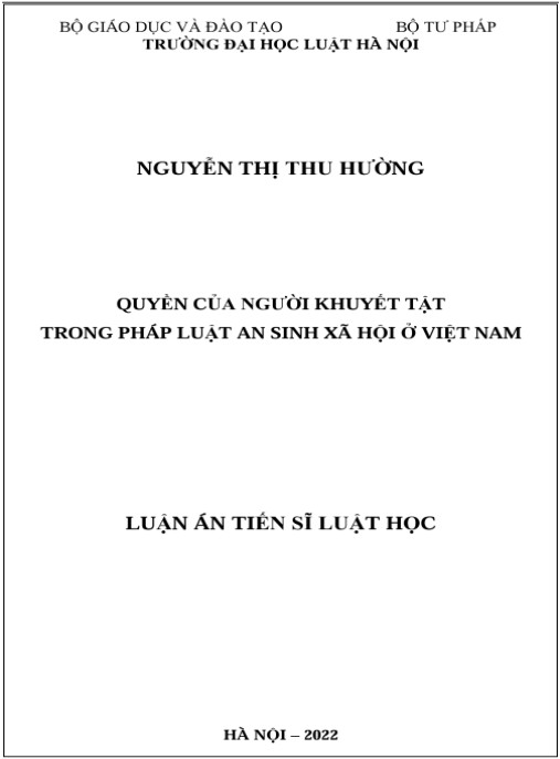 Luận án Quyền của người khuyết tật trong pháp luật an sinh xã hội ở Việt Nam