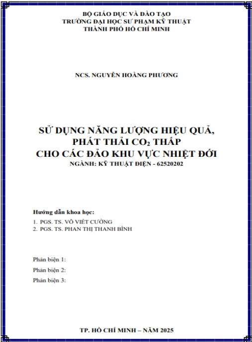 Luận án Sử dụng năng lượng hiệu quả, phát thải CO2 thấp cho các đảo khu vực nhiệt đới