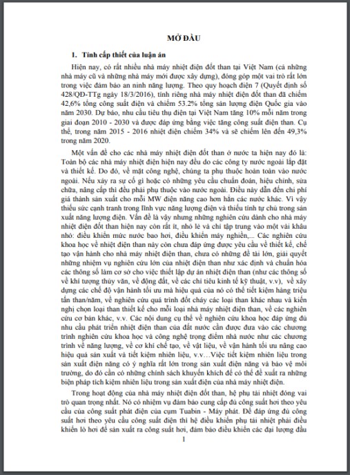 Luận án Xây dựng hệ điều khiển phụ tải nhiệt phục vụ vận hành tối ưu nhà máy nhiệt điện đốt than áp suất cận tới hạn