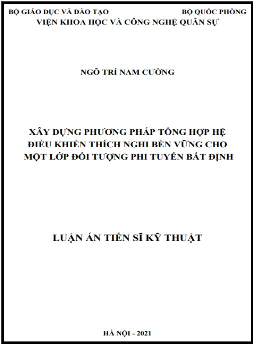 Luận án Xây dựng phương pháp tổng hợp hệ điều khiển thích nghi bền vững cho một lớp đối tượng phi tuyến bất định