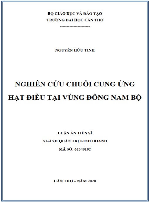 Luận án Nghiên cứu chuỗi cung ứng hạt điều tại vùng Đông Nam Bộ