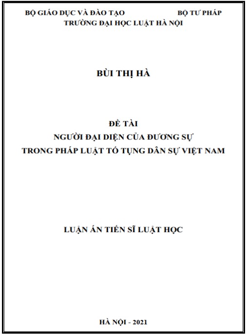 Luận án Người đại diện của đương sự trong pháp luật tố tụng dân sự Việt Nam