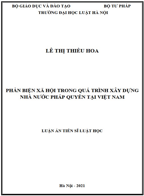 Luận án Phản biện xã hội trong quá trình xây dựng Nhà nước pháp quyền tại Việt Nam